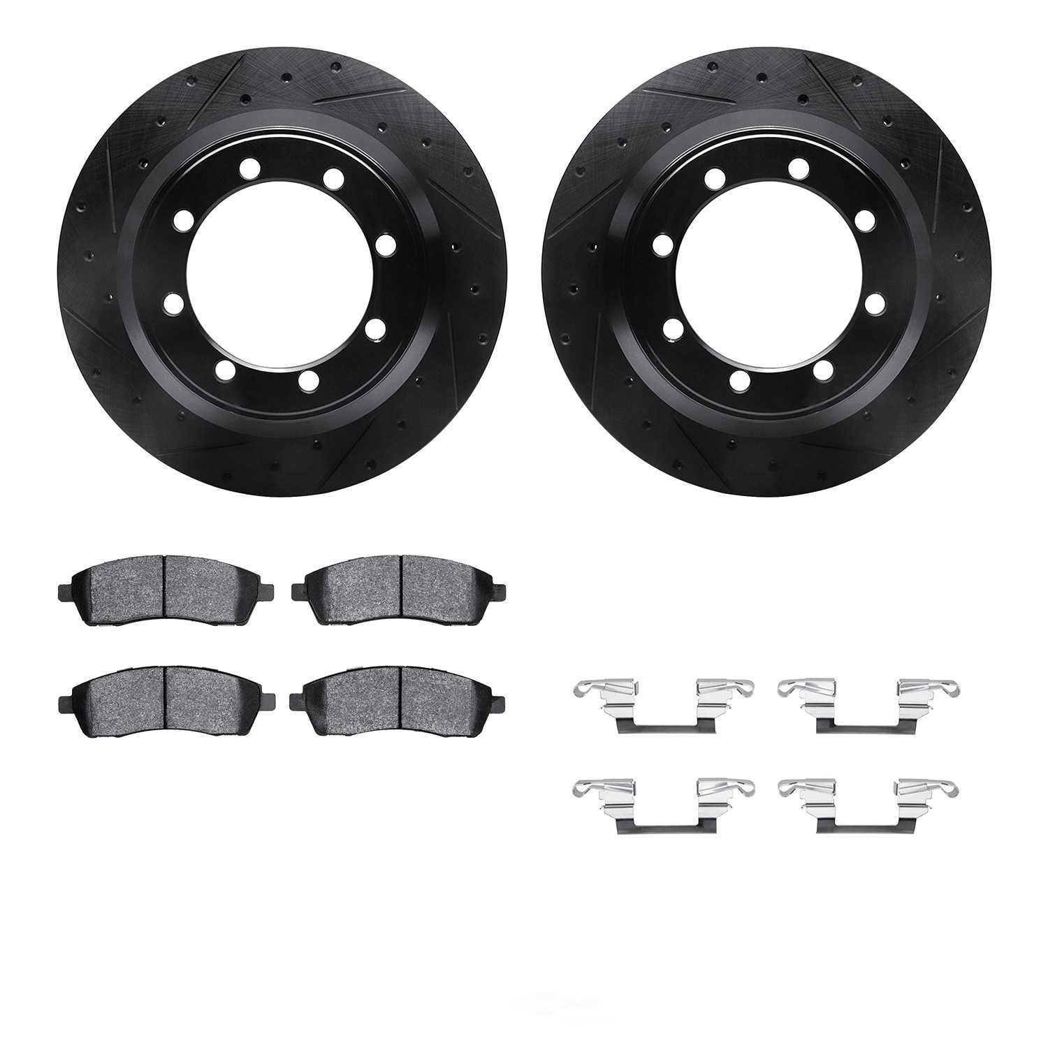 Dynamic Friction Company 8512-54130 DFC Rotors-Drilled and Slotted-Black with 5000 Advanced Brake