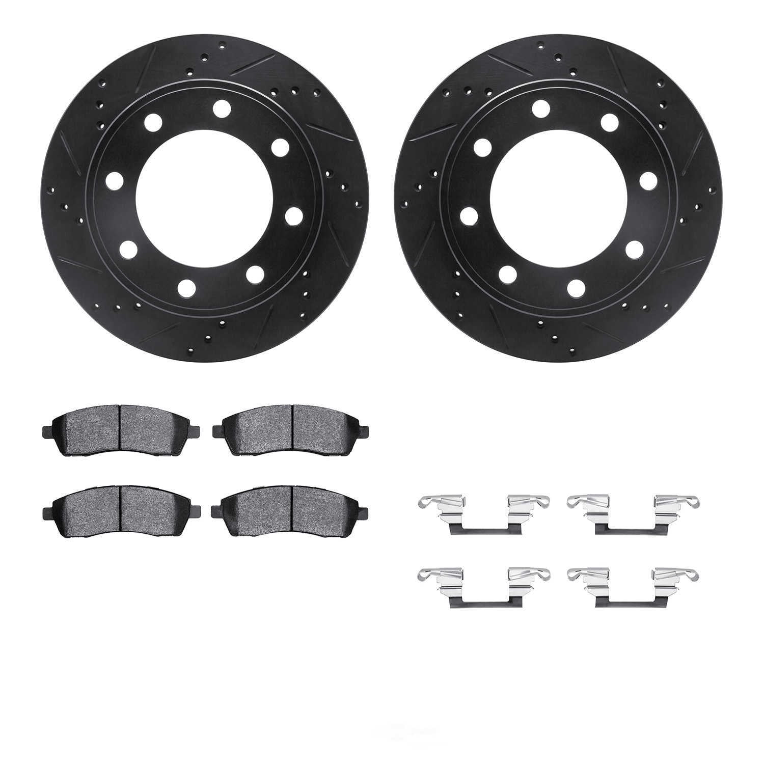 Dynamic Friction Company 8512-54131 DFC Rotors-Drilled and Slotted-Black with 5000 Advanced Brake
