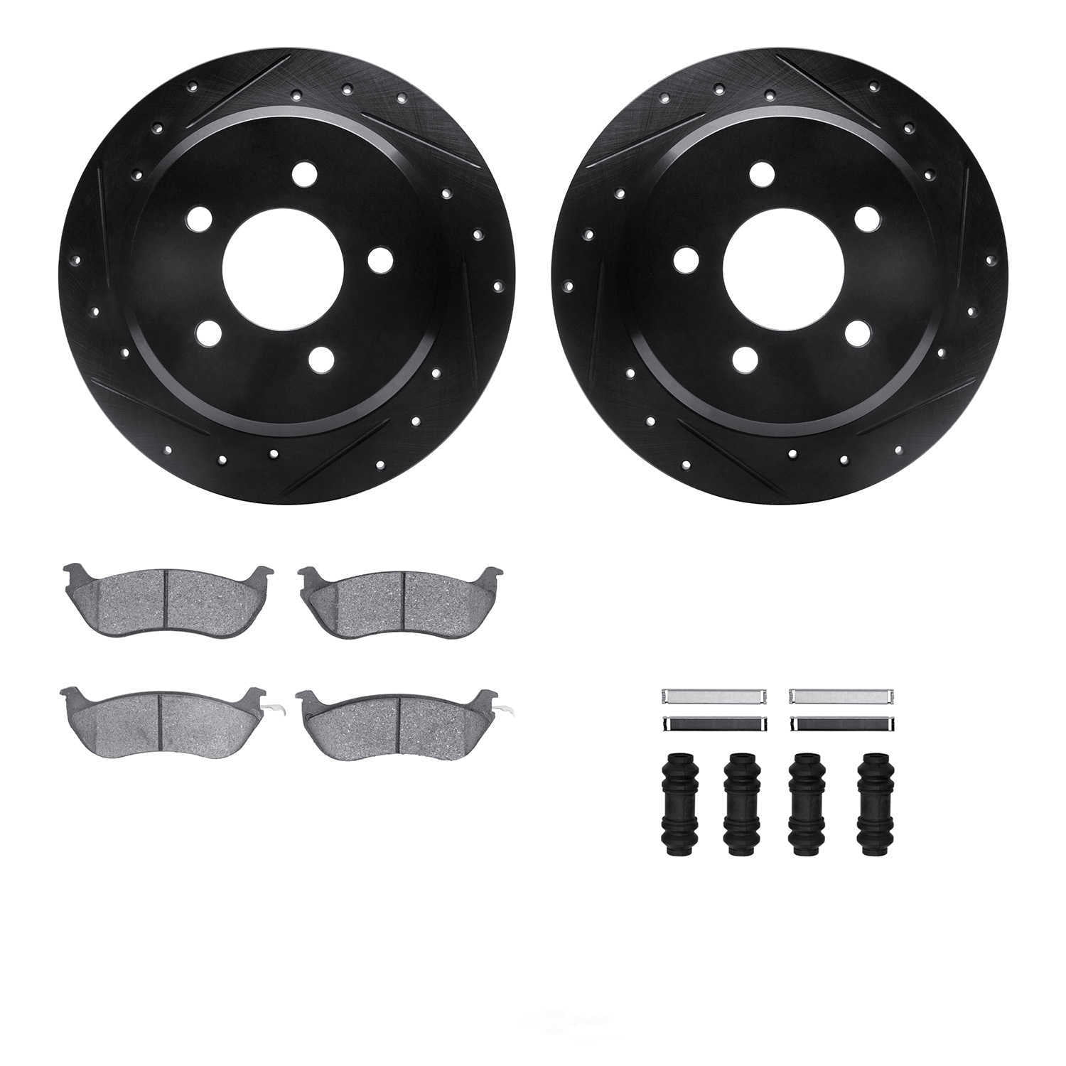 Dynamic Friction Company 8512-56007 DFC Rotors-Drilled and Slotted-Black with 5000 Advanced Brake