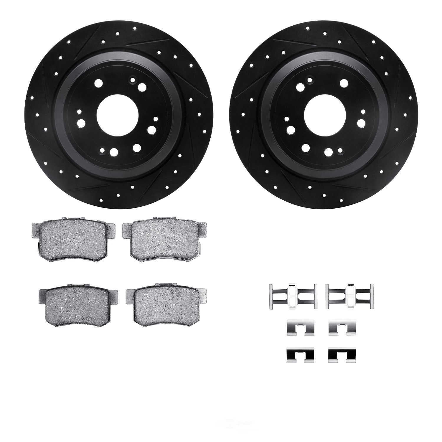Dynamic Friction Company 8512-59045 DFC Rotors-Drilled and Slotted-Black with 5000 Advanced Brake