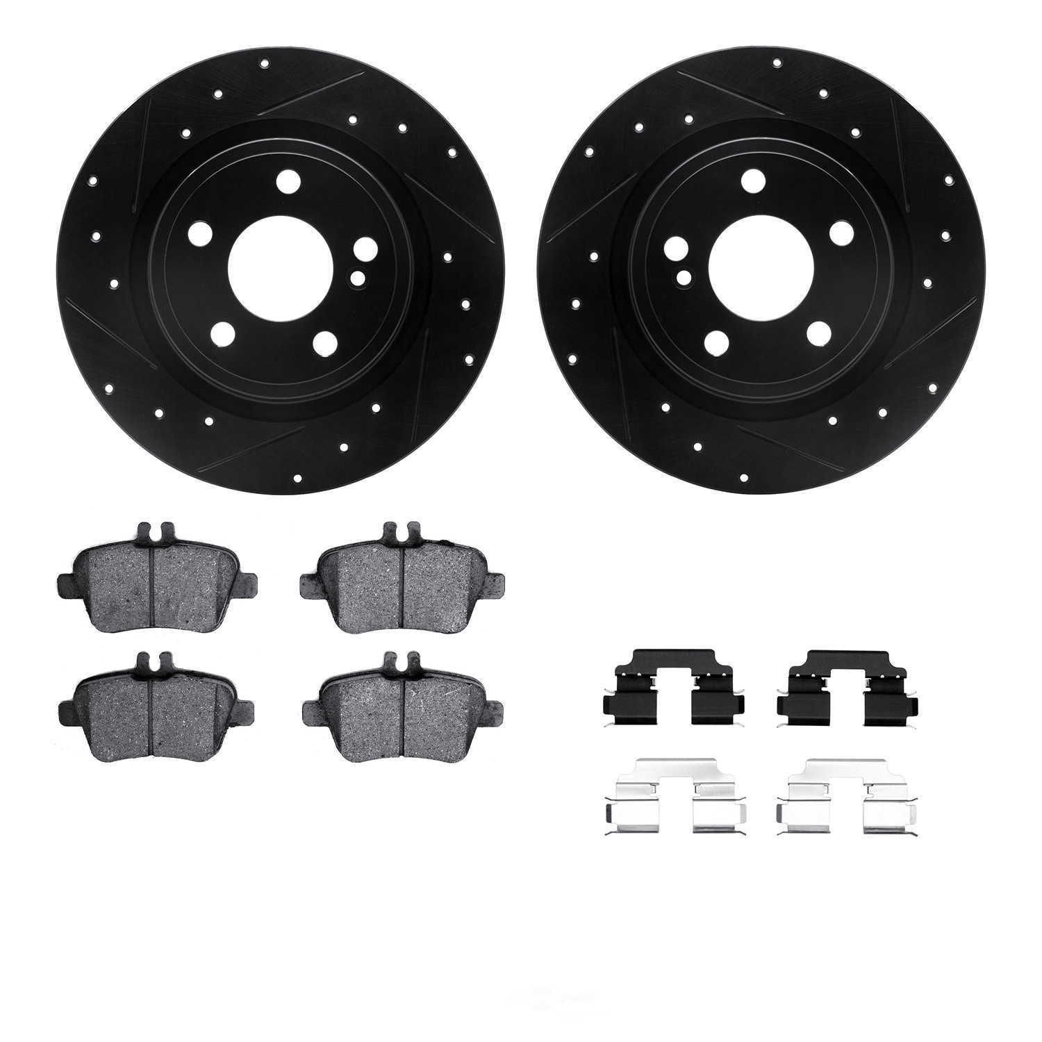 Dynamic Friction Company 8512-63065 DFC Rotors-Drilled and Slotted-Black with 5000 Advanced Brake