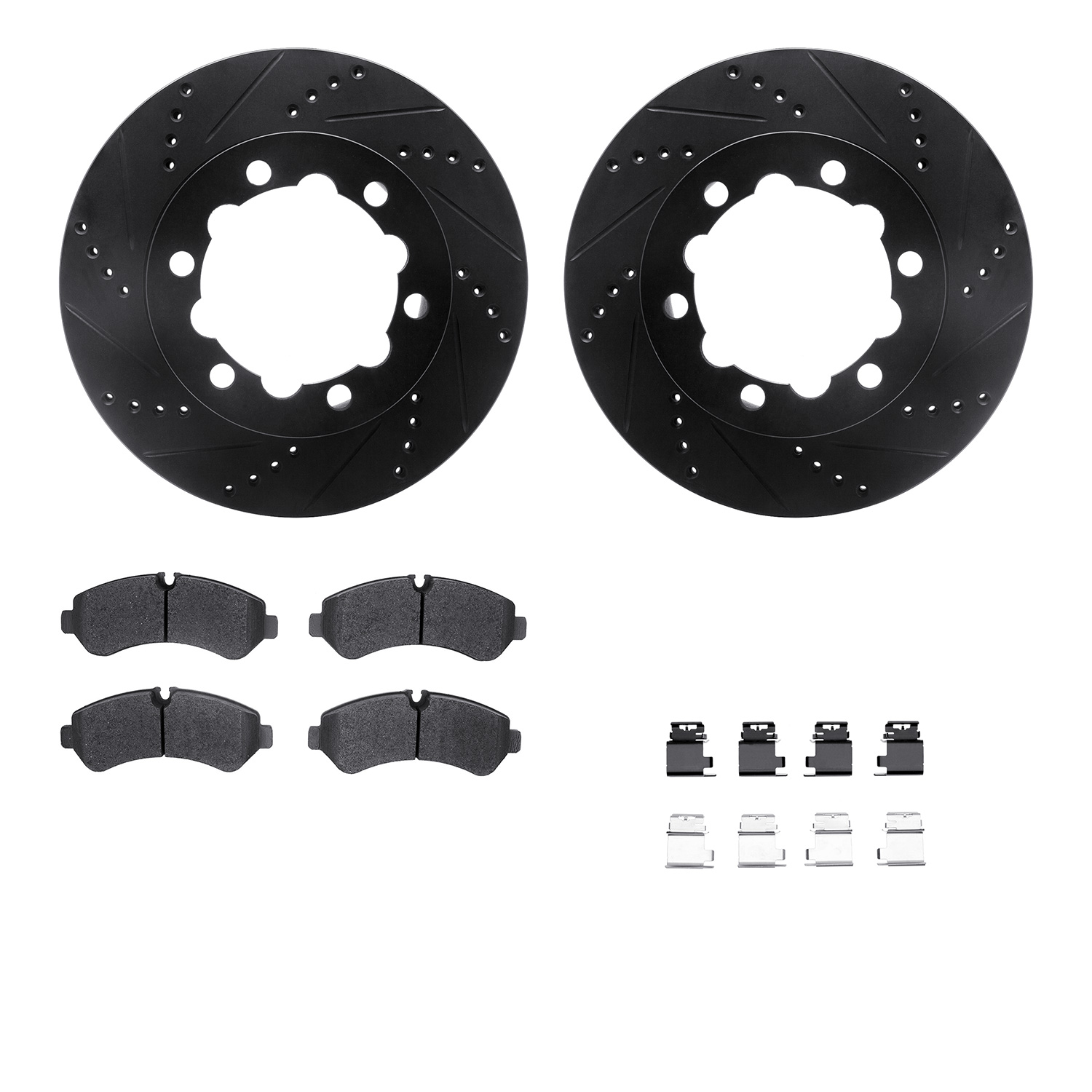 Dynamic Friction Company Rear Brake Rotors-Drilled and Slotted-Black with 5000 Advanced Brake Pads includes Hardware 8512-63538
