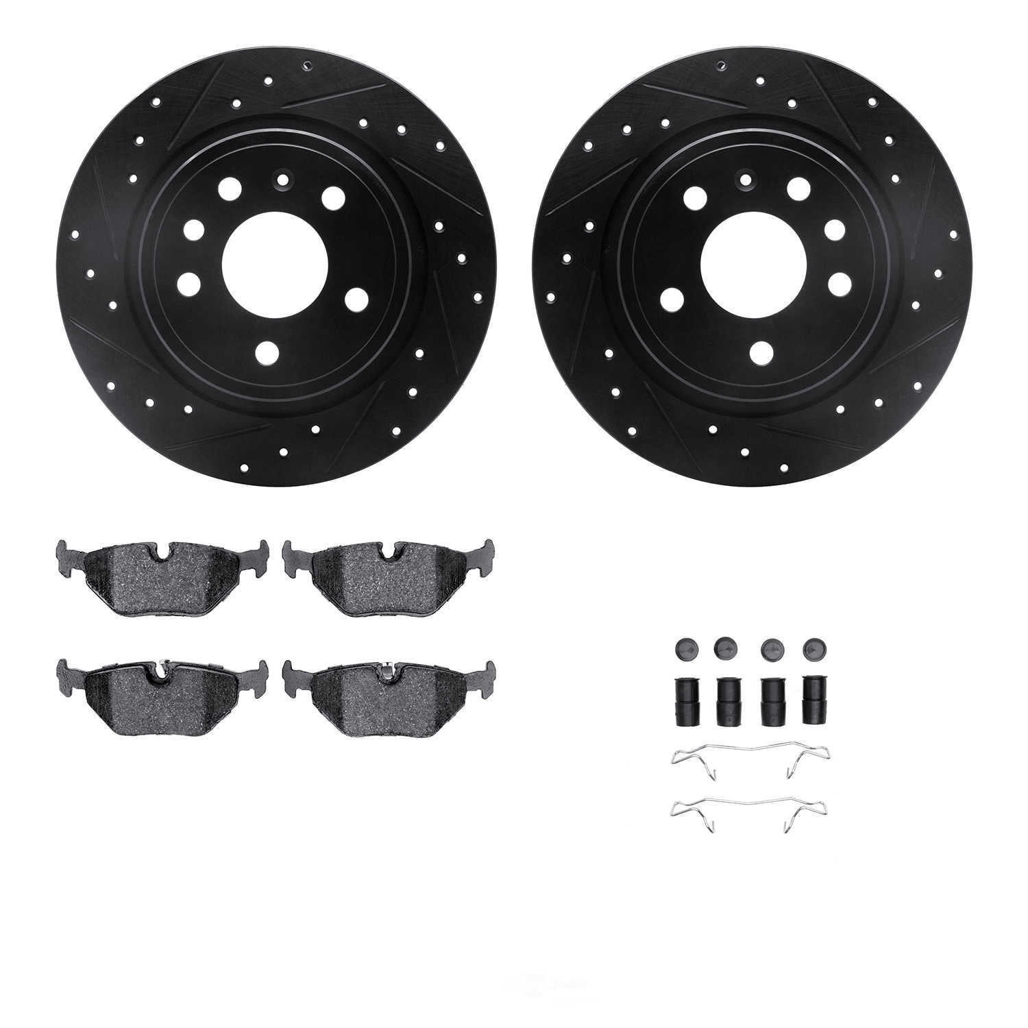 Dynamic Friction Company 8512-65008 DFC Rotors-Drilled and Slotted-Black with 5000 Advanced Brake