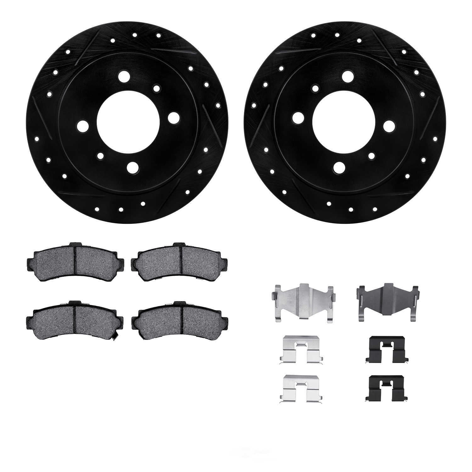 Dynamic Friction Company 8512-67042 DFC Rotors-Drilled and Slotted-Black with 5000 Advanced Brake