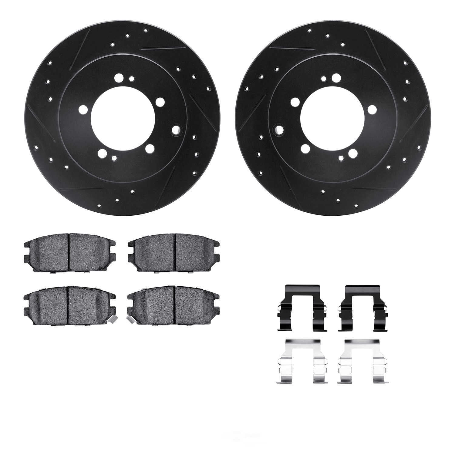 Dynamic Friction Company 8512-72027 DFC Rotors-Drilled and Slotted-Black with 5000 Advanced Brake