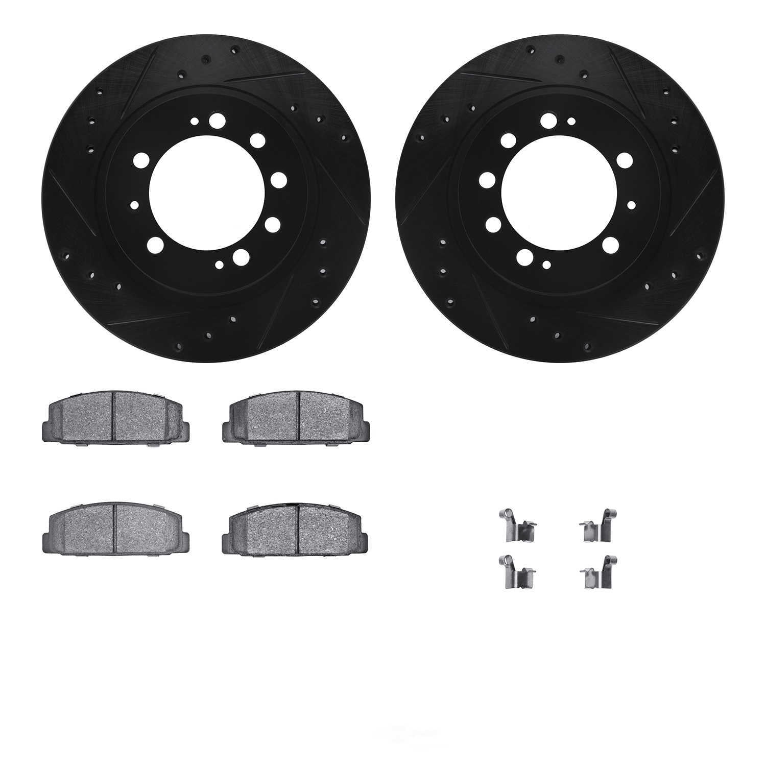 Dynamic Friction Company 8512-72077 DFC Rotors-Drilled and Slotted-Black with 5000 Advanced Brake