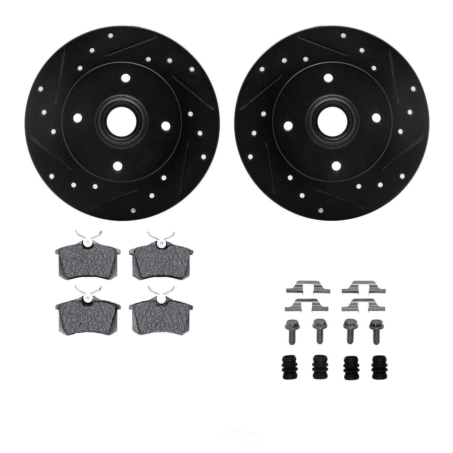 Dynamic Friction Company 8512-74004 DFC Rotors-Drilled and Slotted-Black with 5000 Advanced Brake