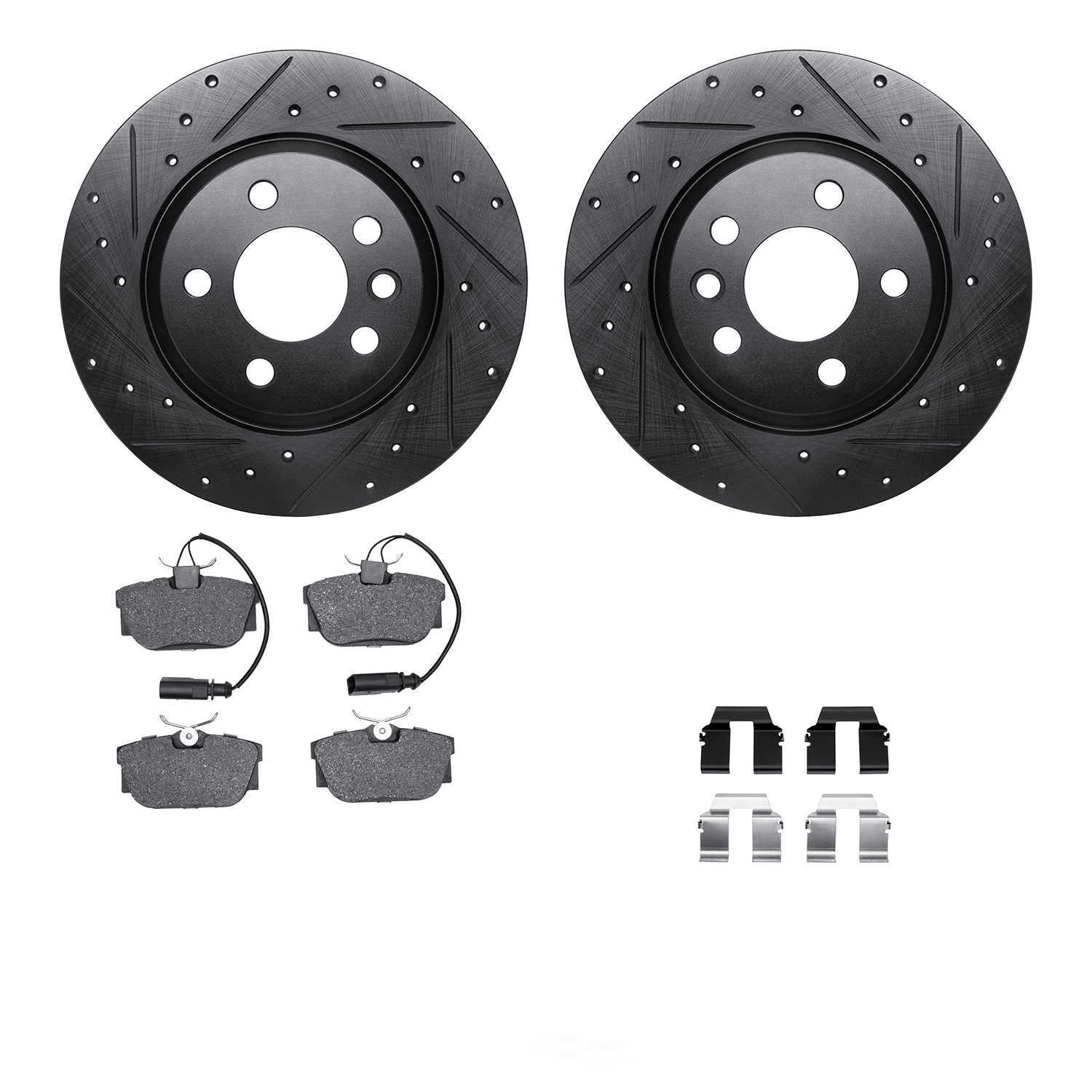 Dynamic Friction Company 8512-74255 DFC Rotors-Drilled and Slotted-Black with 5000 Advanced Brake