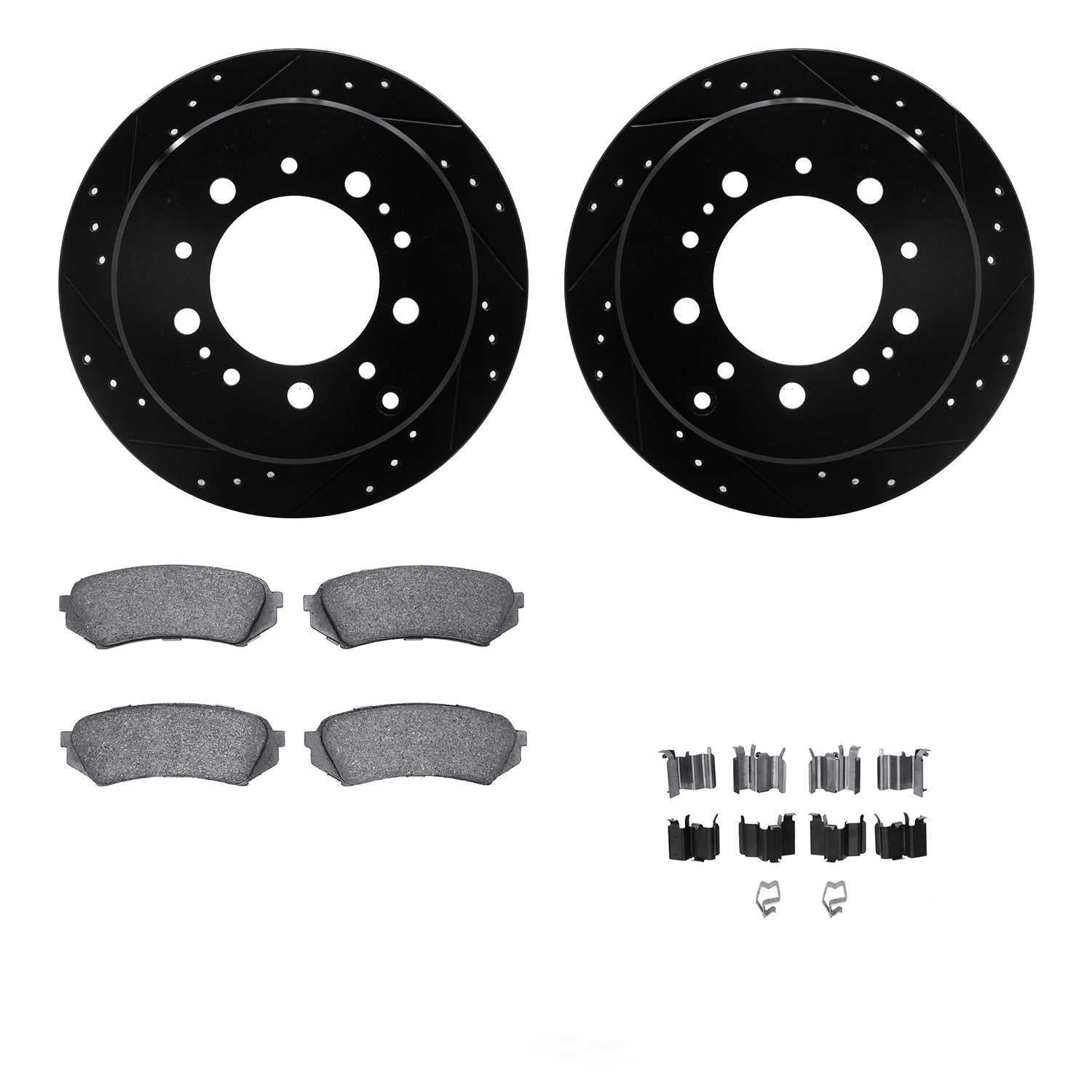 Dynamic Friction Company 8512-76116 DFC Rotors-Drilled and Slotted-Black with 5000 Advanced Brake