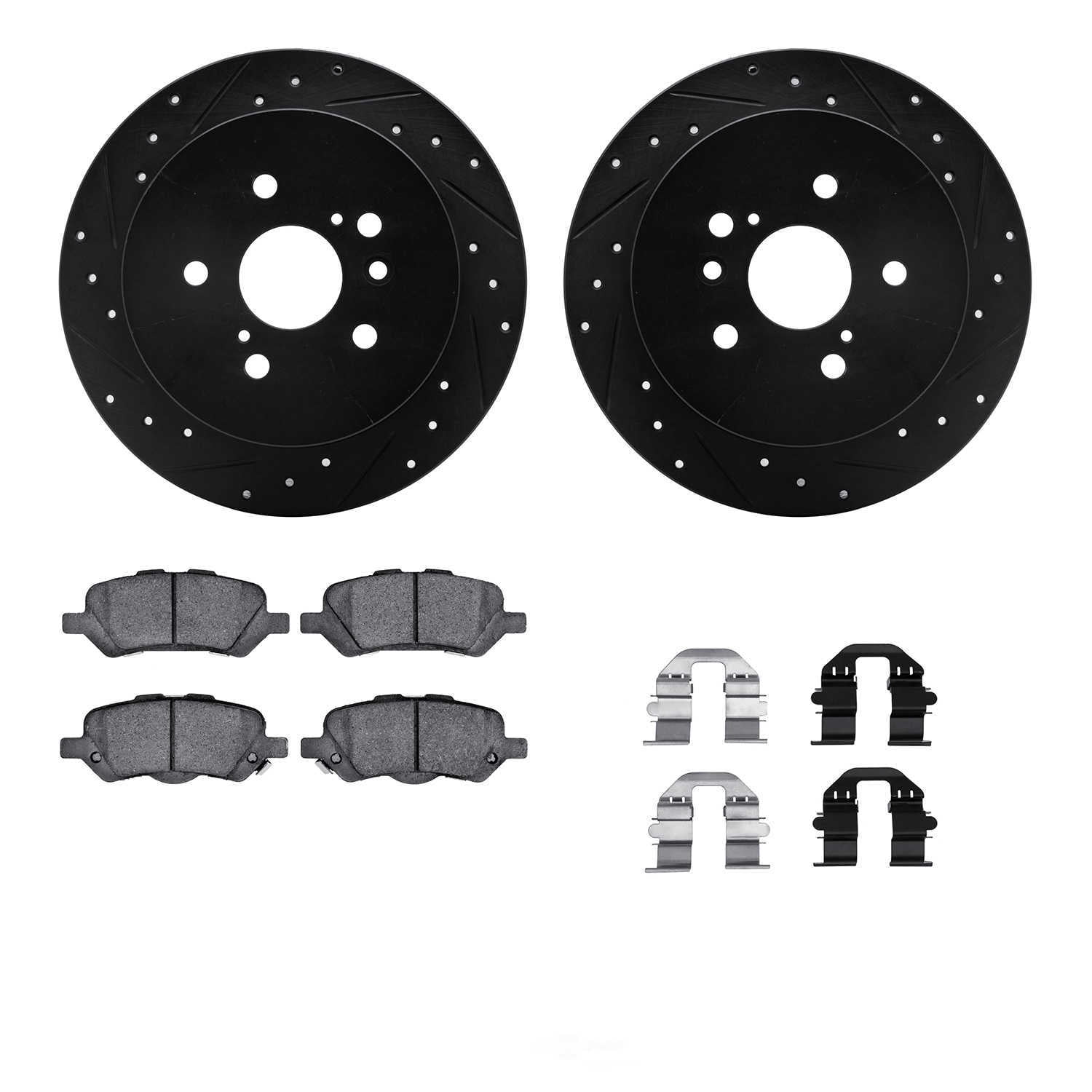 Dynamic Friction Company 8512-76169 DFC Rotors-Drilled and Slotted-Black with 5000 Advanced Brake