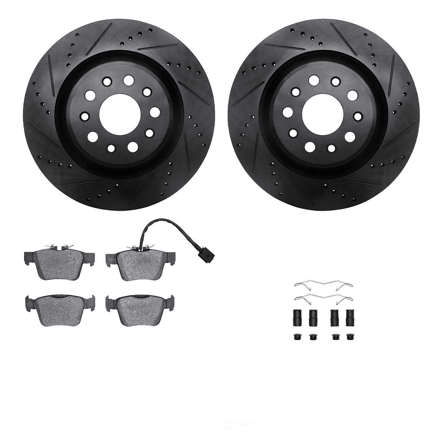 Dynamic Friction Company 8512-79001 DFC Rotors-Drilled and Slotted-Black with 5000 Advanced Brake