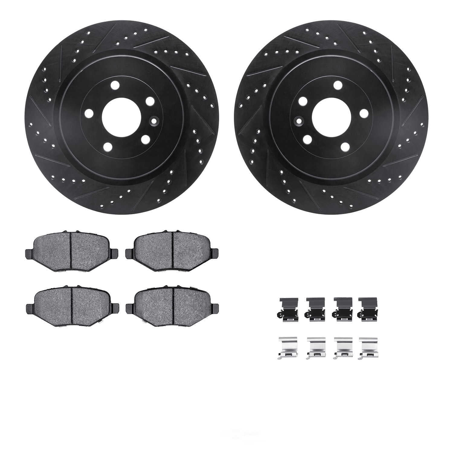 Dynamic Friction Company 8512-99665 DFC Rotors-Drilled and Slotted-Black with 5000 Advanced Brake