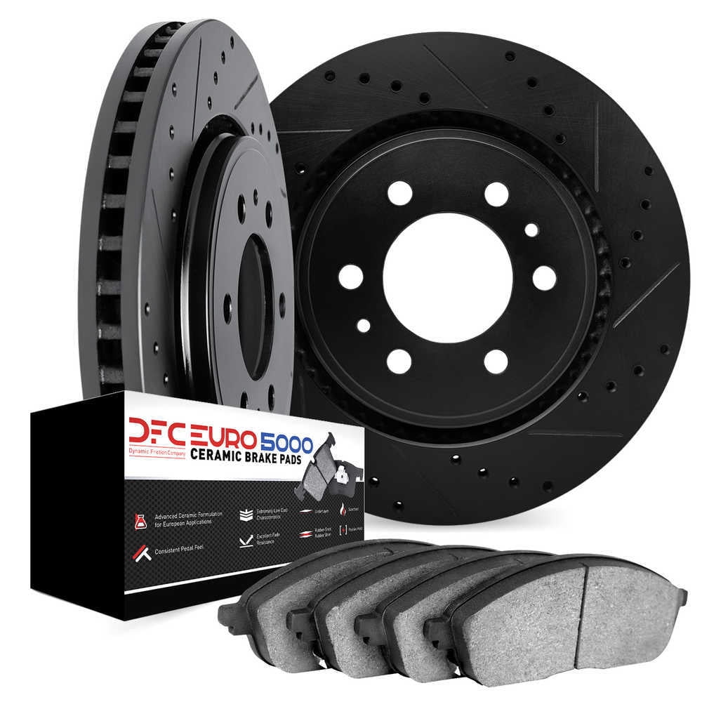 Dynamic Friction Company 8602-40000 DFC Rotors-Drilled and Slotted-Black with EURO 5000 Ceramic