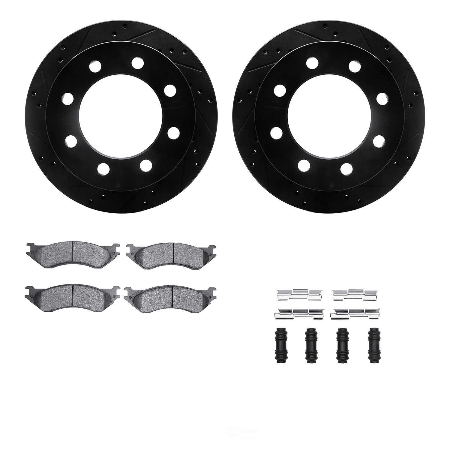 Dynamic Friction Company 8212-40161 DFC Rotors-Drilled and Slotted-Black with Heavy Duty Brake Pads