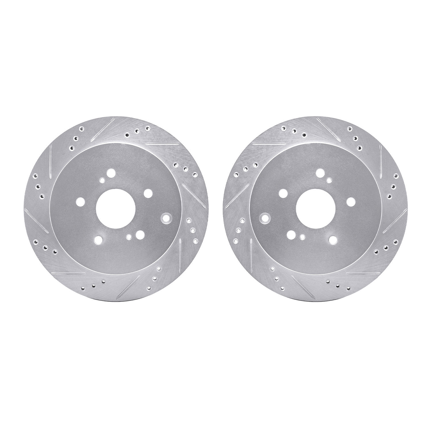 Dynamic Friction Company Rear Brake Rotors-Drilled and Slotted-Silver 7002-01012