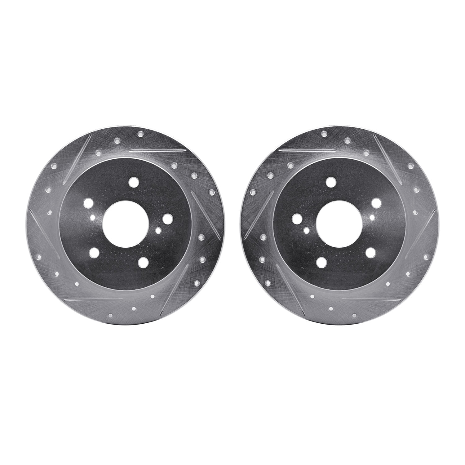 Dynamic Friction Company Rear Brake Rotors-Drilled and Slotted-Silver 7002-01013