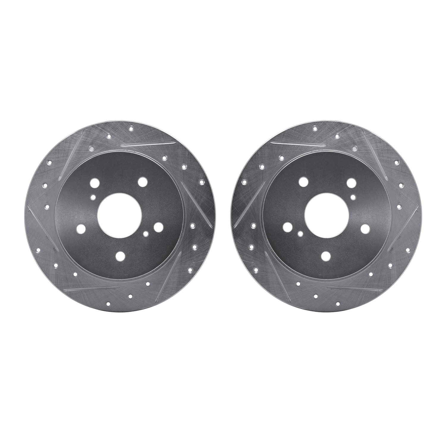 Dynamic Friction Company Rear Brake Rotors-Drilled and Slotted-Silver 7002-01015