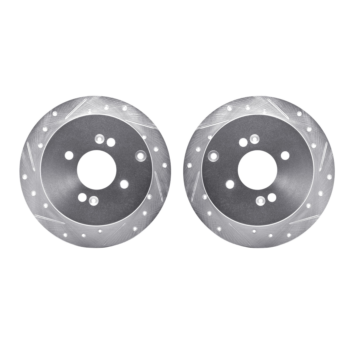 Dynamic Friction Company Rear Brake Rotors-Drilled and Slotted-Silver 7002-03034