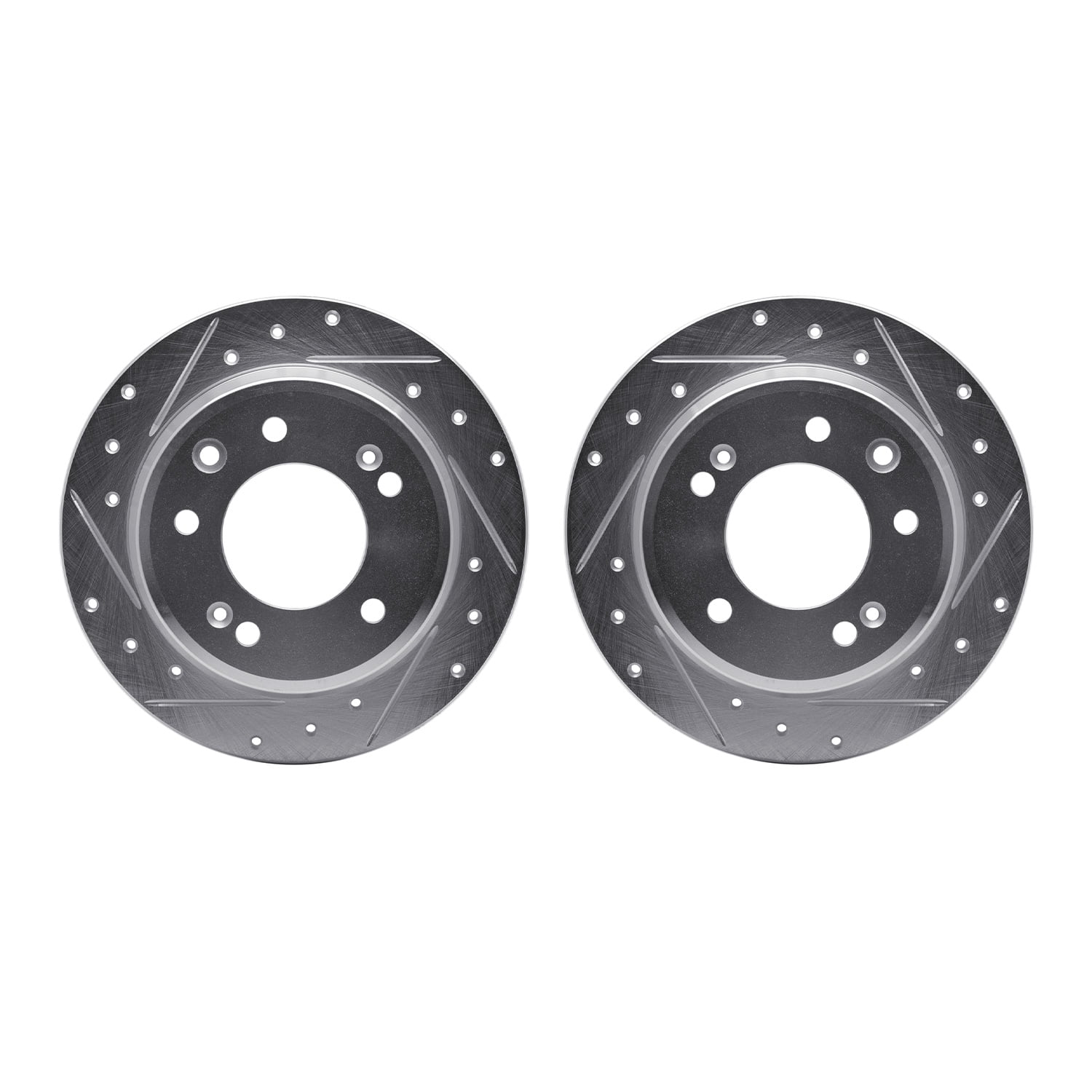 Dynamic Friction Company Rear Brake Rotors-Drilled and Slotted-Silver 7002-03043