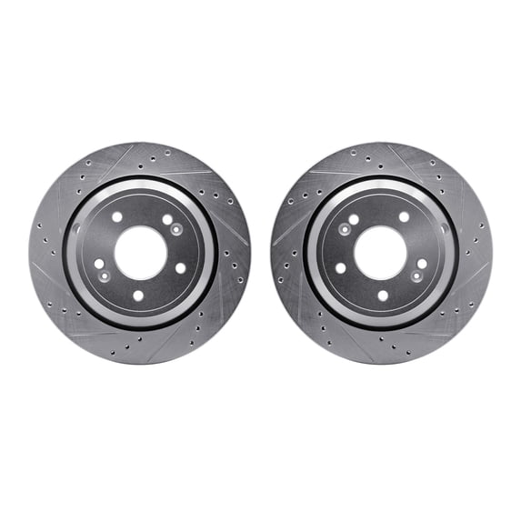 Dynamic Friction Company Rear Brake Rotors-Drilled and Slotted-Silver 7002-03045