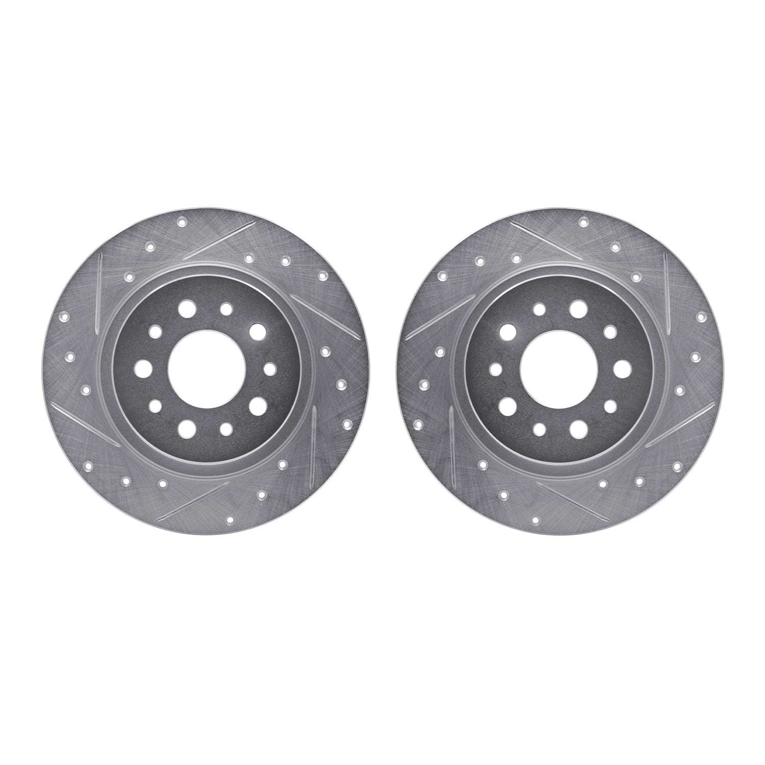 Dynamic Friction Company Rear Brake Rotors-Drilled and Slotted-Silver 7002-07006