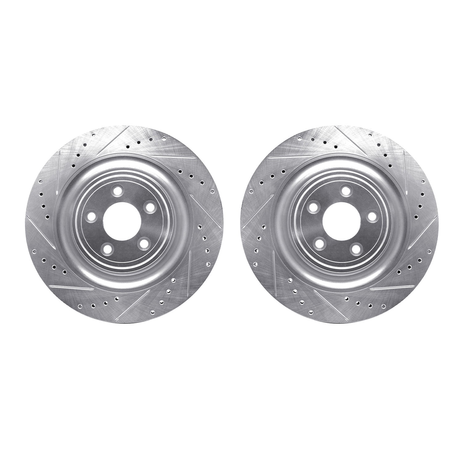 Dynamic Friction Company Rear Brake Rotors-Drilled and Slotted-Silver 7002-20039