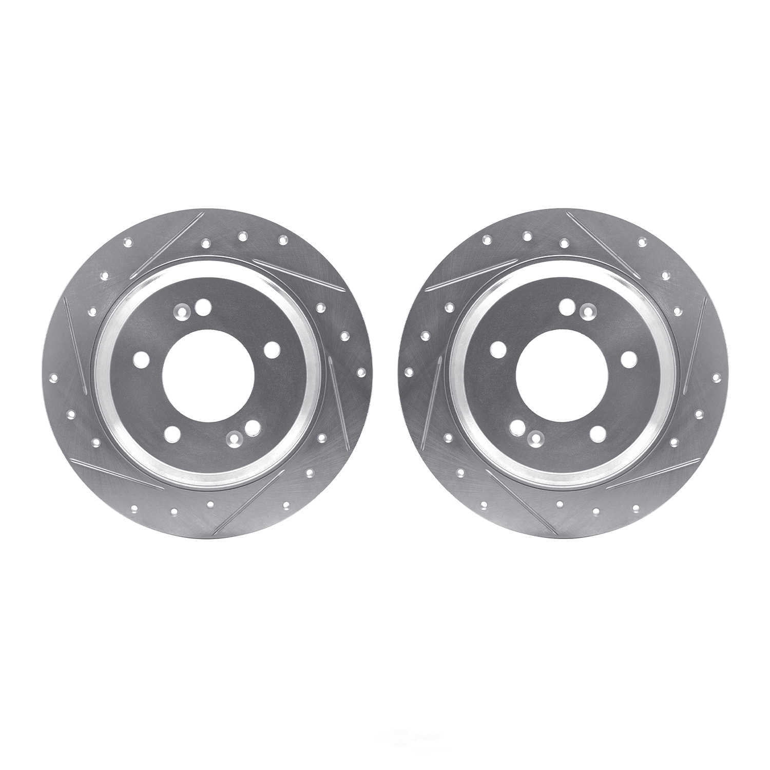 Dynamic Friction Company 7002-21027 DFC Brake Rotors - Drilled & Slotted - Silver