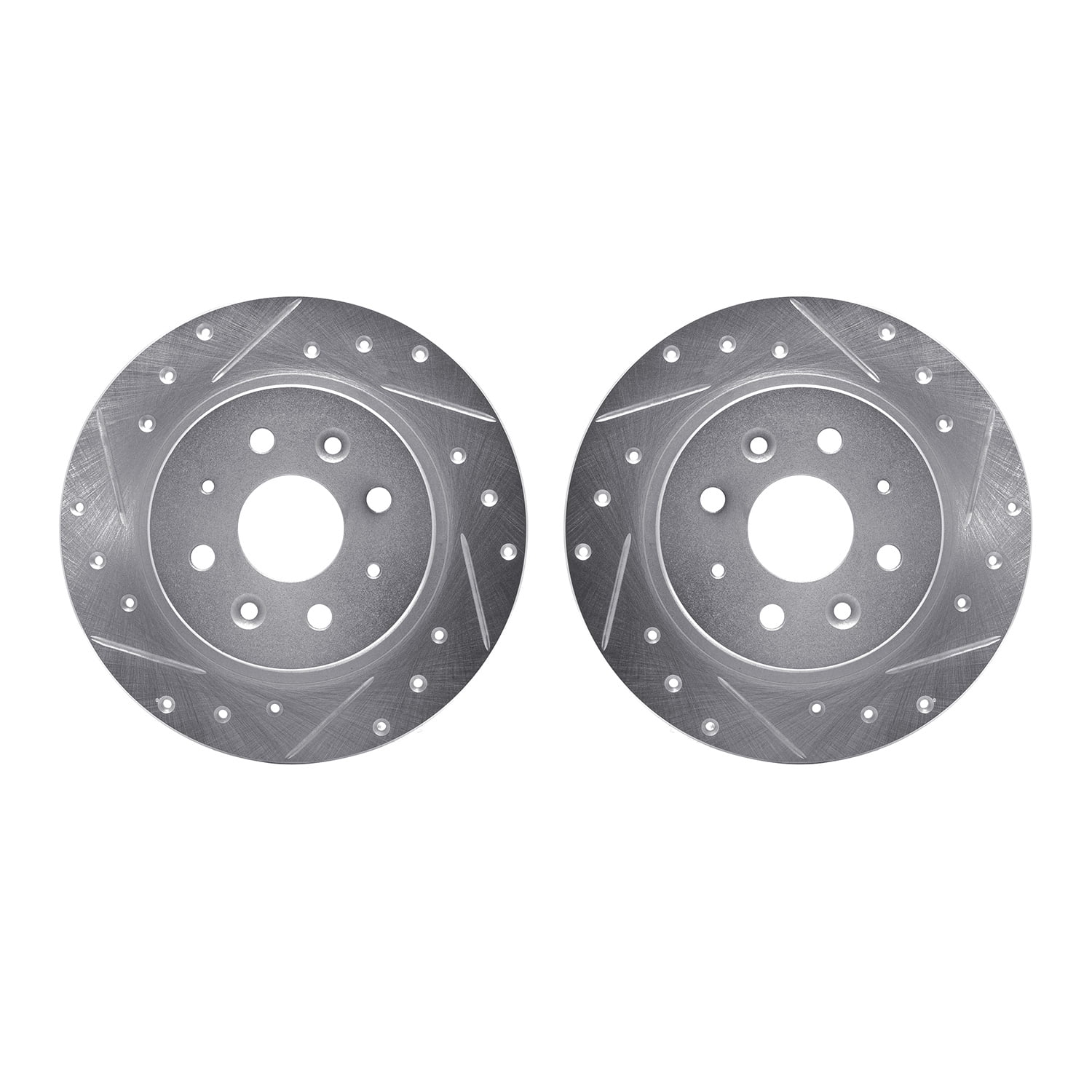 Dynamic Friction Company Rear Brake Rotors-Drilled and Slotted-Silver 7002-21039
