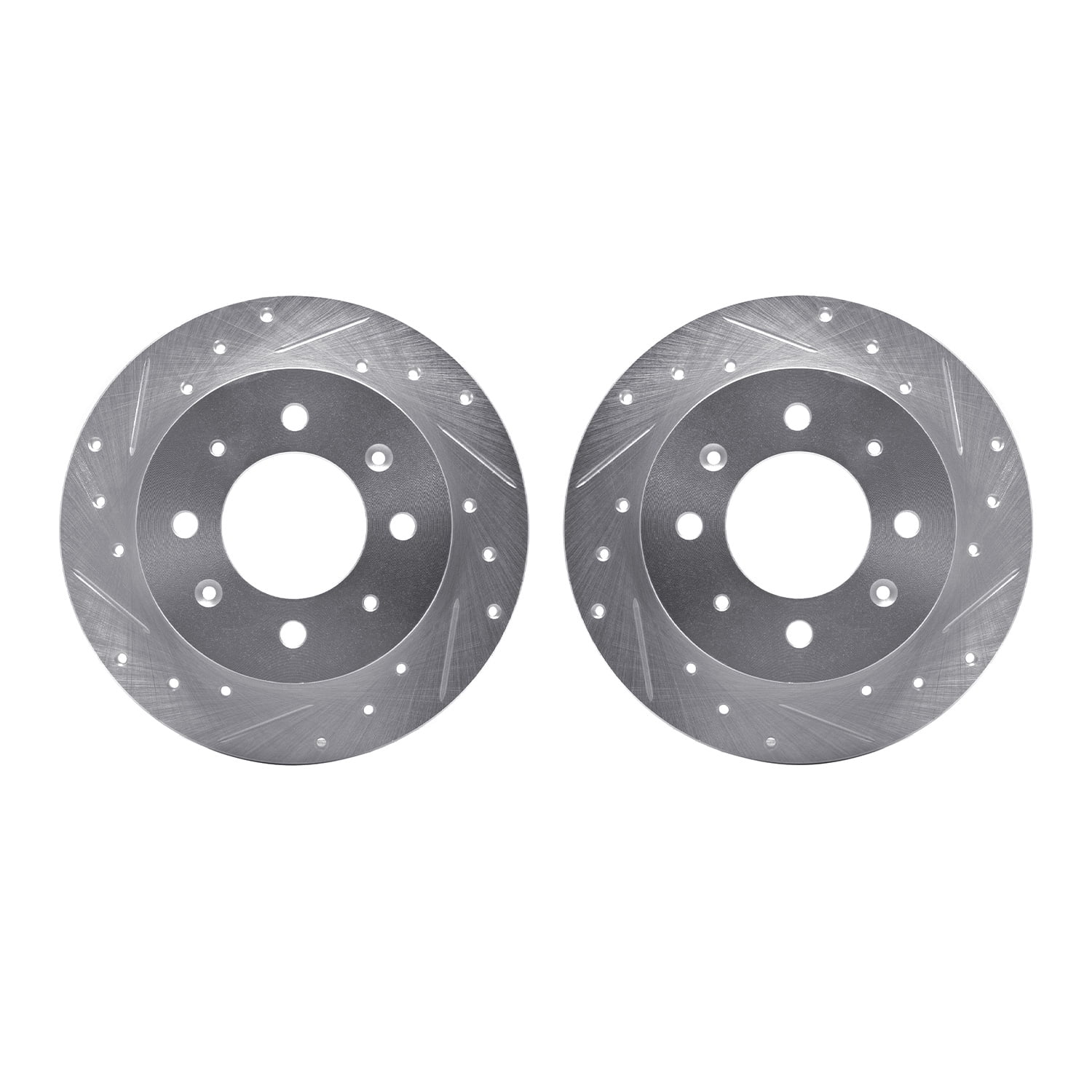 Dynamic Friction Company Rear Brake Rotors-Drilled and Slotted-Silver 7002-21043