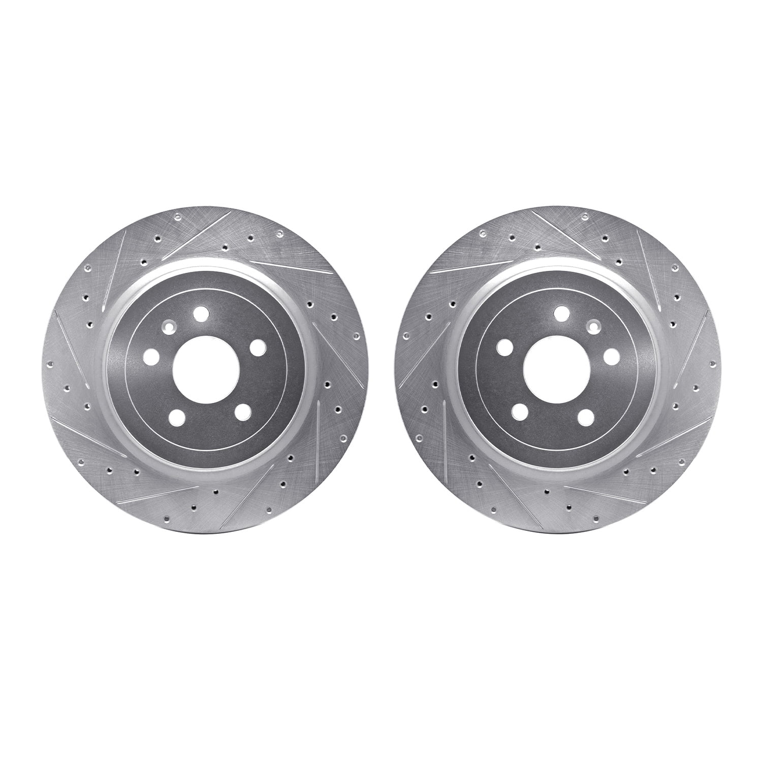 Dynamic Friction Company Rear Brake Rotors-Drilled and Slotted-Silver 7002-26003