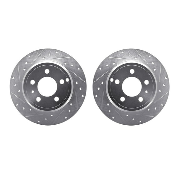 Dynamic Friction Company Rear Brake Rotors-Drilled and Slotted-Silver 7002-27036