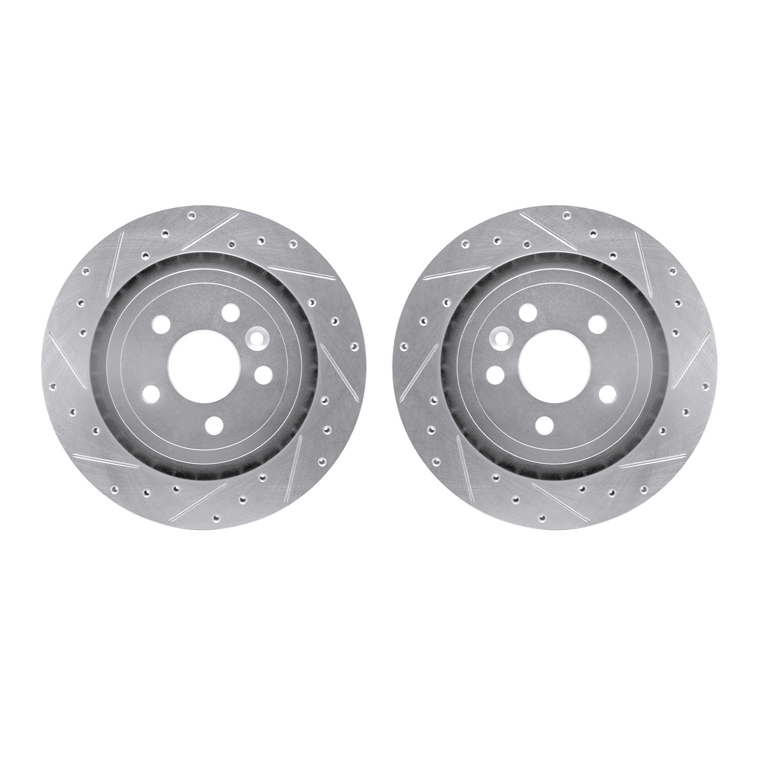 Dynamic Friction Company Rear Brake Rotors-Drilled and Slotted-Silver 7002-27041
