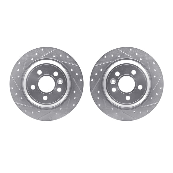 Dynamic Friction Company Rear Brake Rotors-Drilled and Slotted-Silver 7002-27042