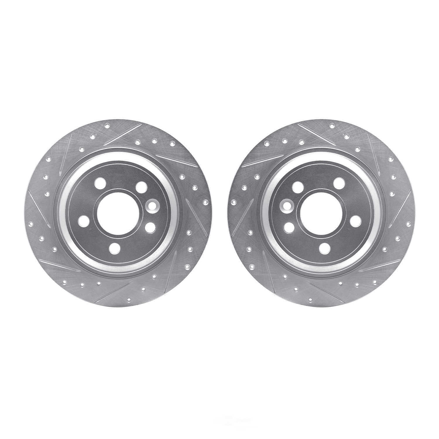 Dynamic Friction Company 7002-27042 DFC Brake Rotors - Drilled & Slotted - Silver
