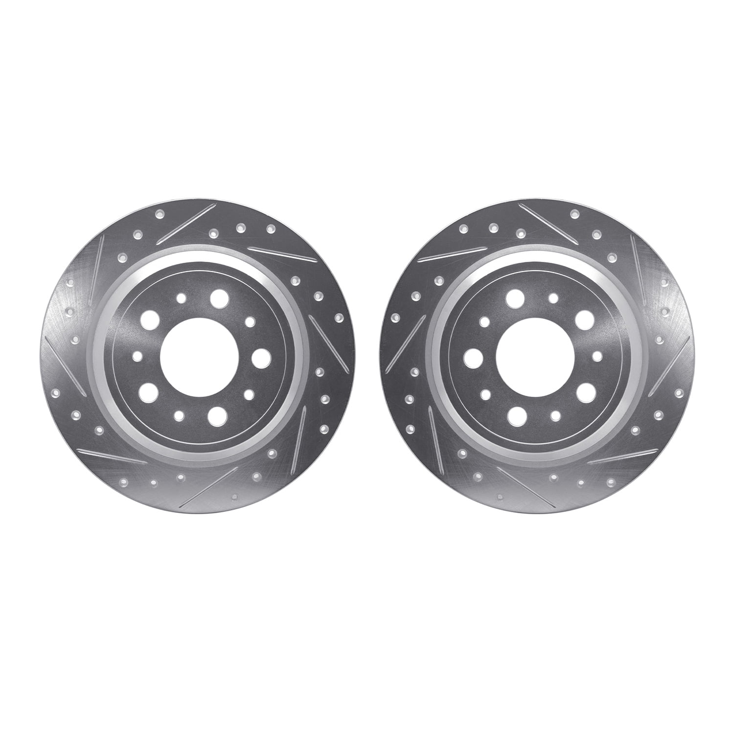 Dynamic Friction Company Rear Brake Rotors-Drilled and Slotted-Silver 7002-27046