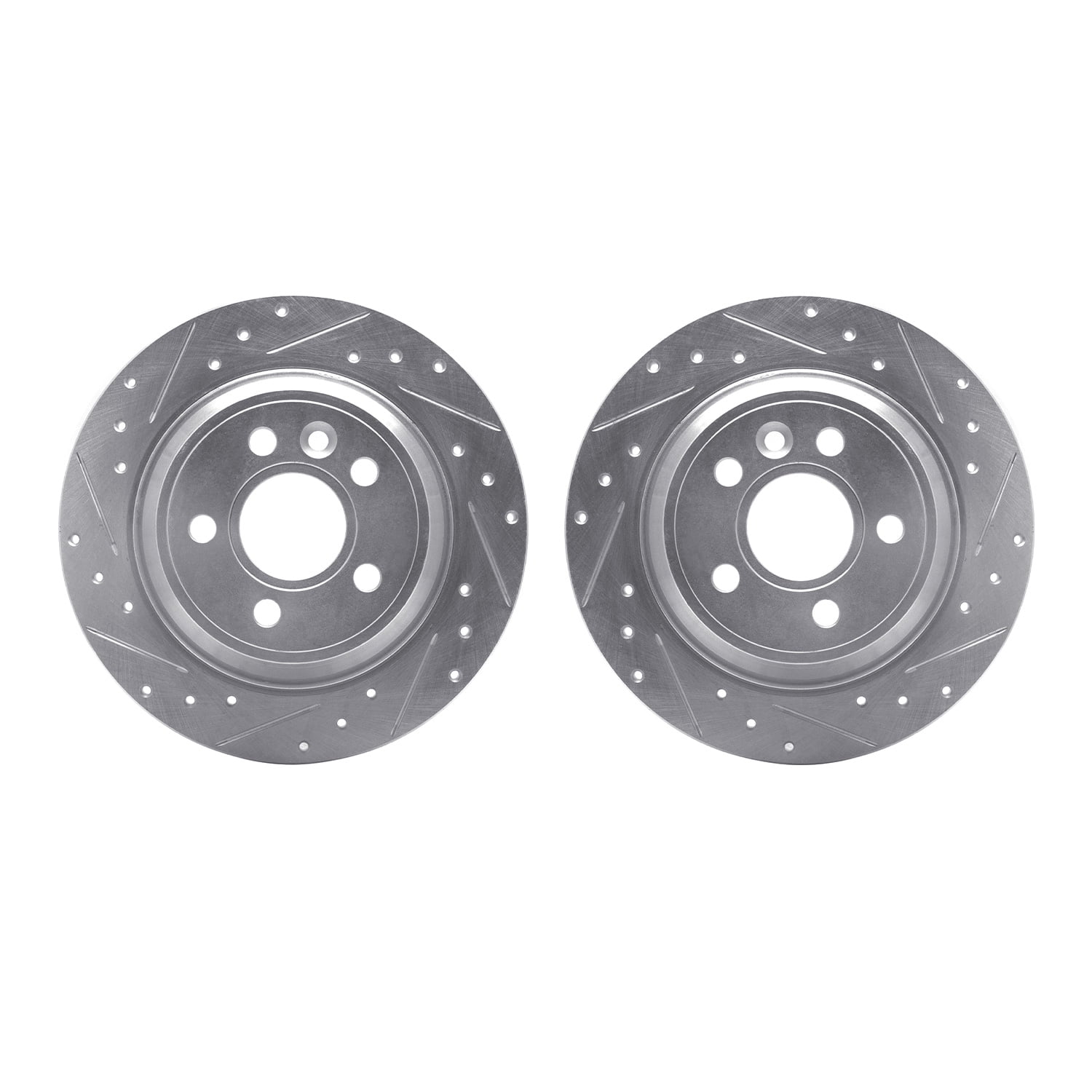 Dynamic Friction Company Rear Brake Rotors-Drilled and Slotted-Silver 7002-27048