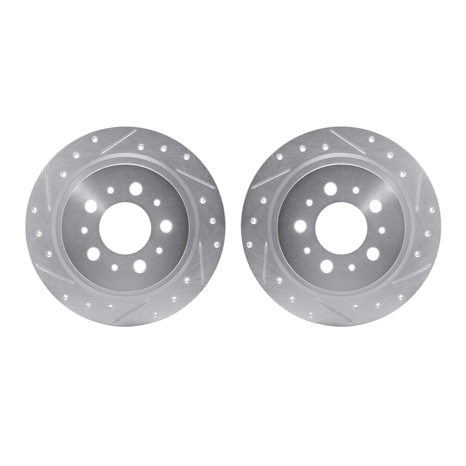 Dynamic Friction Company Rear Brake Rotors-Drilled and Slotted-Silver 7002-27049