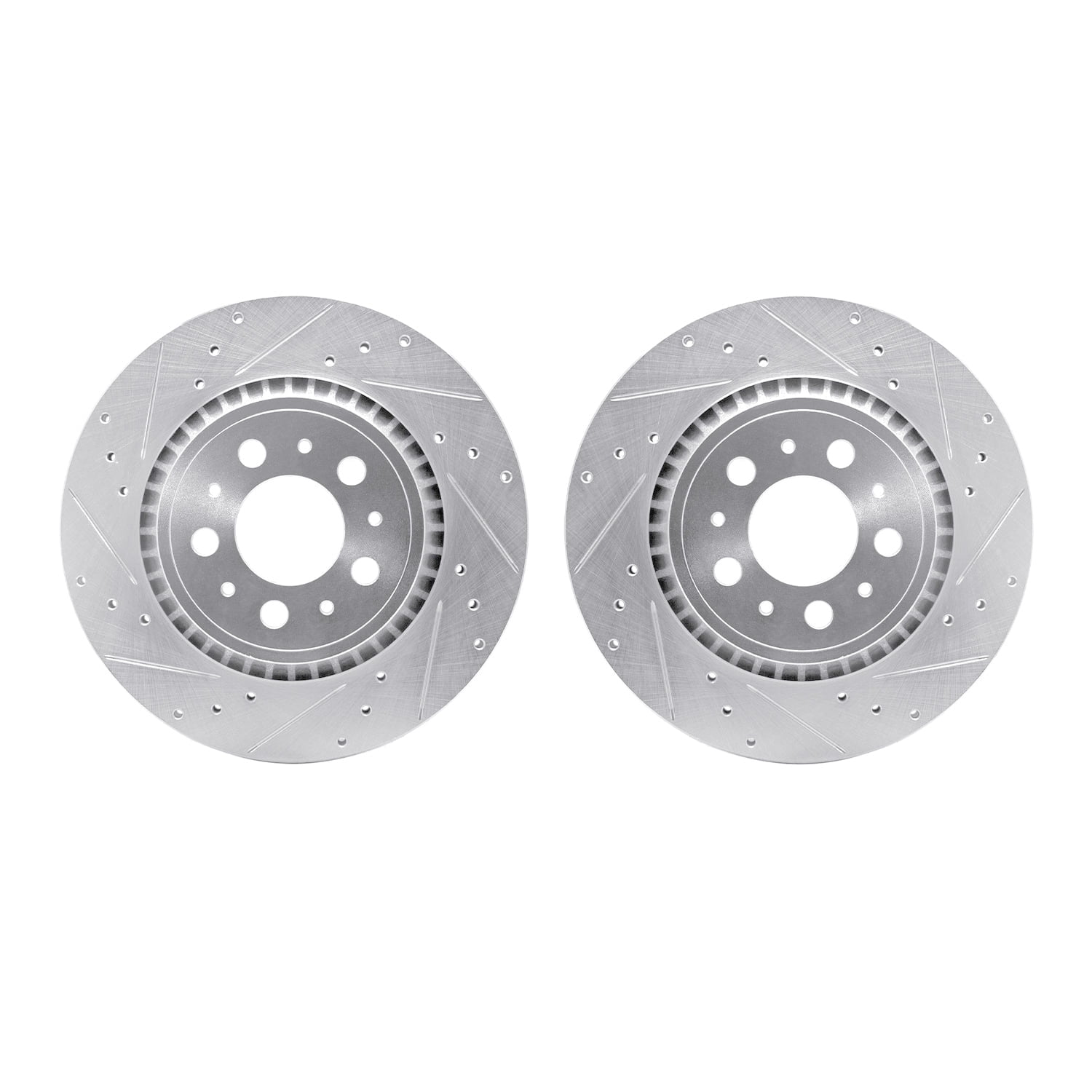 Dynamic Friction Company Rear Brake Rotors-Drilled and Slotted-Silver 7002-27053