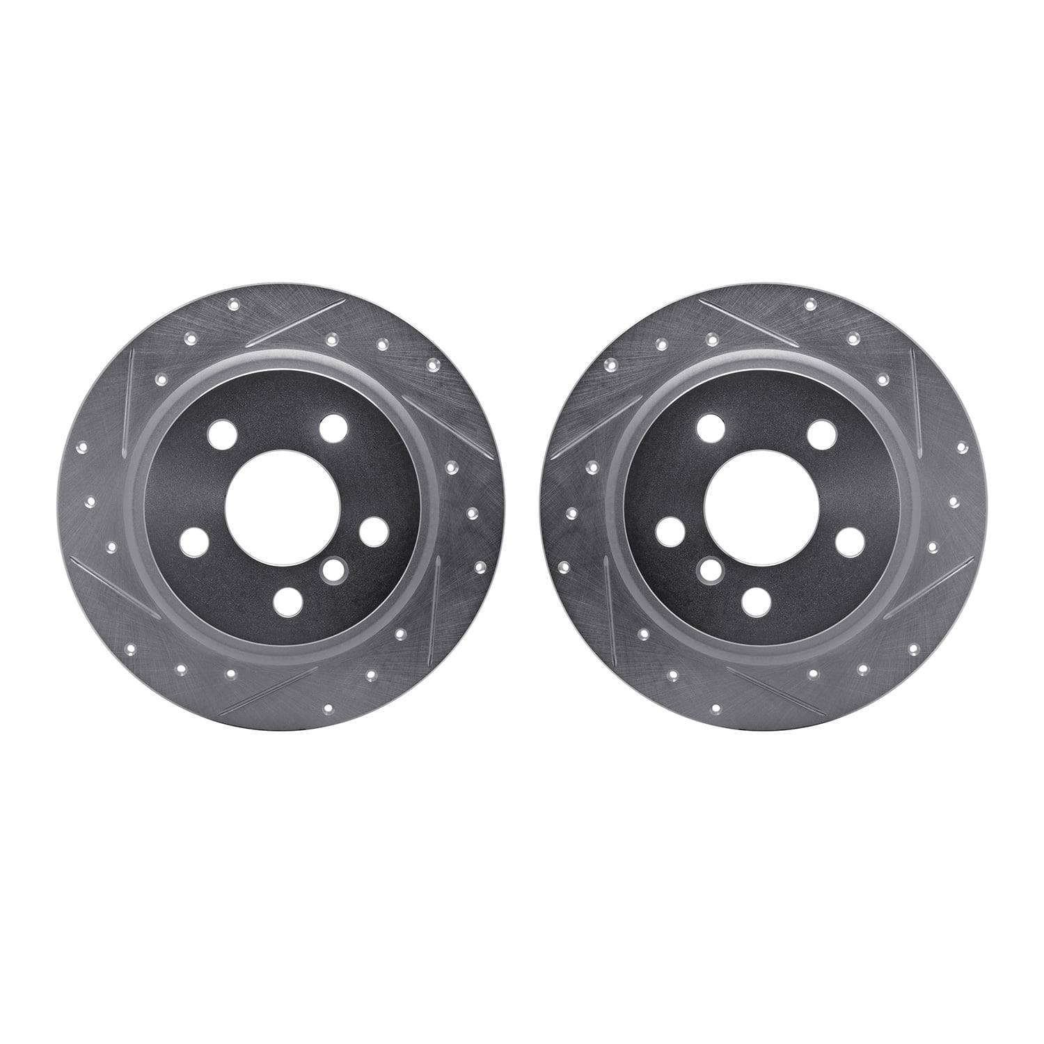 Dynamic Friction Company Rear Brake Rotors-Drilled and Slotted-Silver 7002-32014