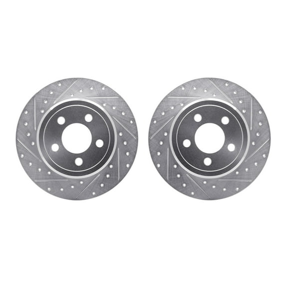 Dynamic Friction Company Rear Brake Rotors-Drilled and Slotted-Silver 7002-39019