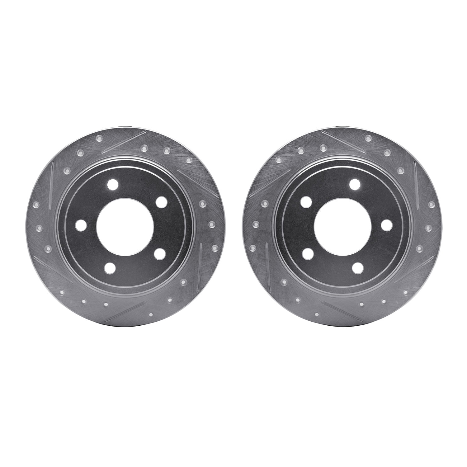 Dynamic Friction Company Rear Brake Rotors-Drilled and Slotted-Silver 7002-40080