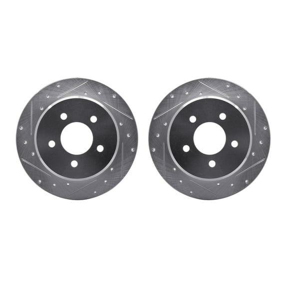 Dynamic Friction Company Rear Brake Rotors-Drilled and Slotted-Silver 7002-40083