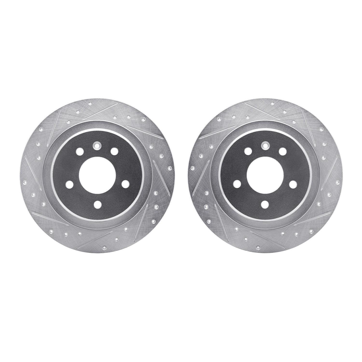 Dynamic Friction Company Rear Brake Rotors-Drilled and Slotted-Silver 7002-45018