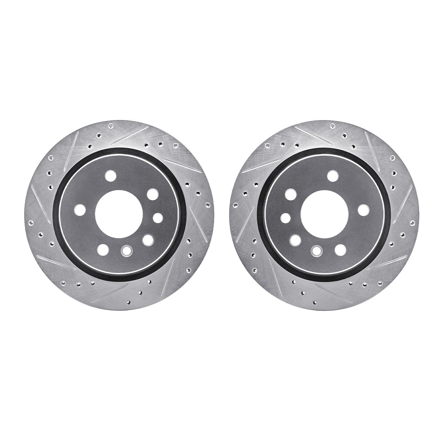 Dynamic Friction Company Rear Brake Rotors-Drilled and Slotted-Silver 7002-46034