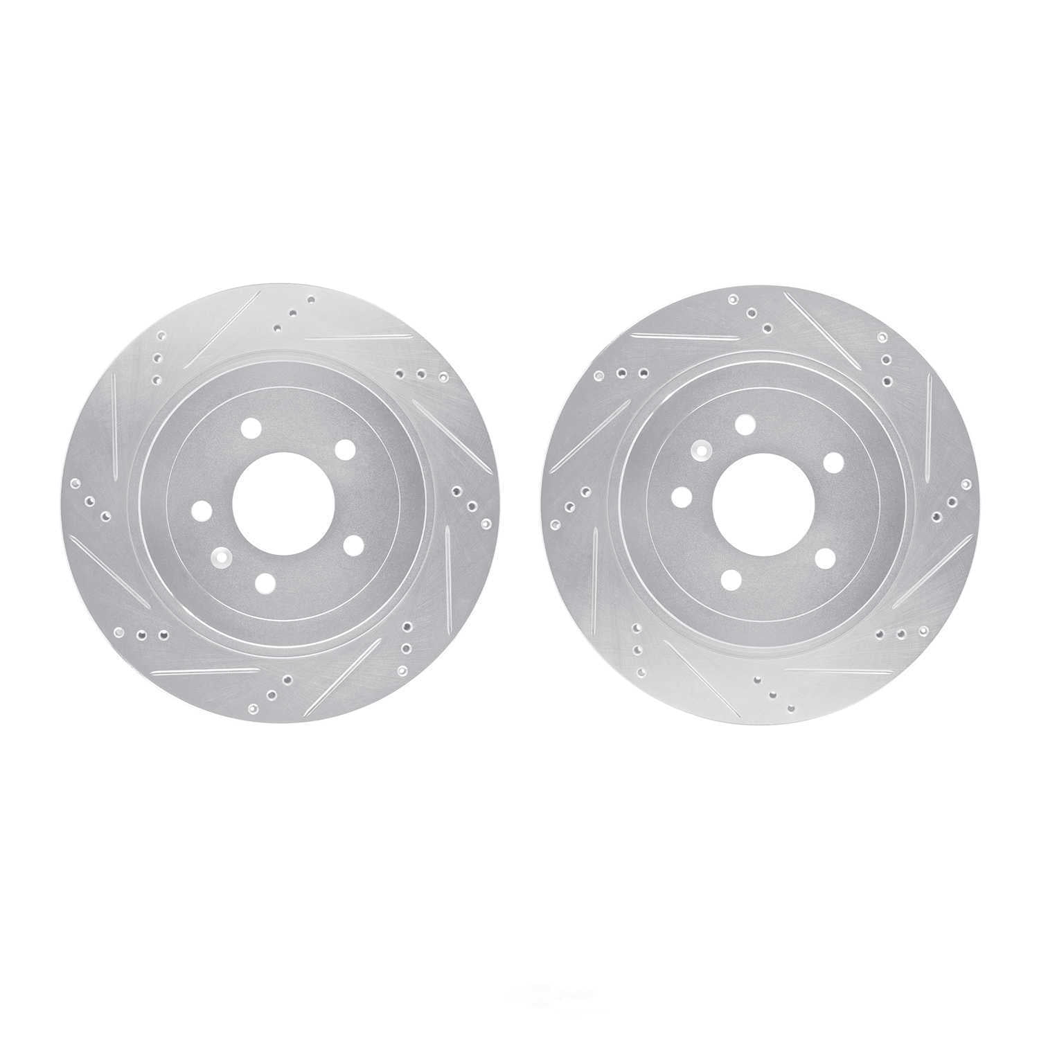 Dynamic Friction Company 7002-46037 DFC Brake Rotors - Drilled & Slotted - Silver