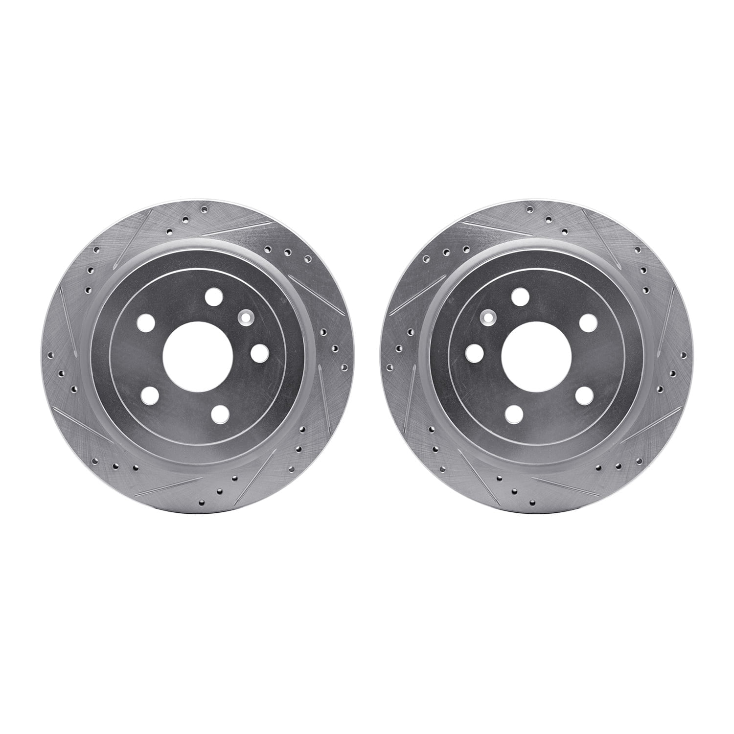 Dynamic Friction Company Rear Brake Rotors-Drilled and Slotted-Silver 7002-46038