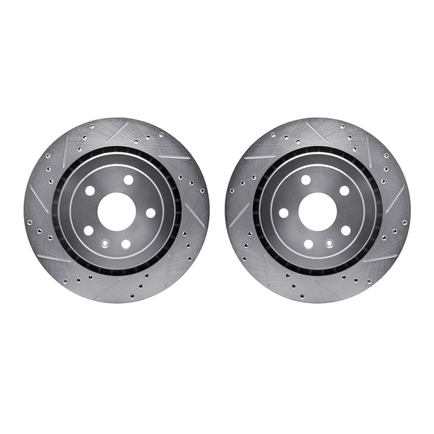 Dynamic Friction Company Rear Brake Rotors-Drilled and Slotted-Silver 7002-47052