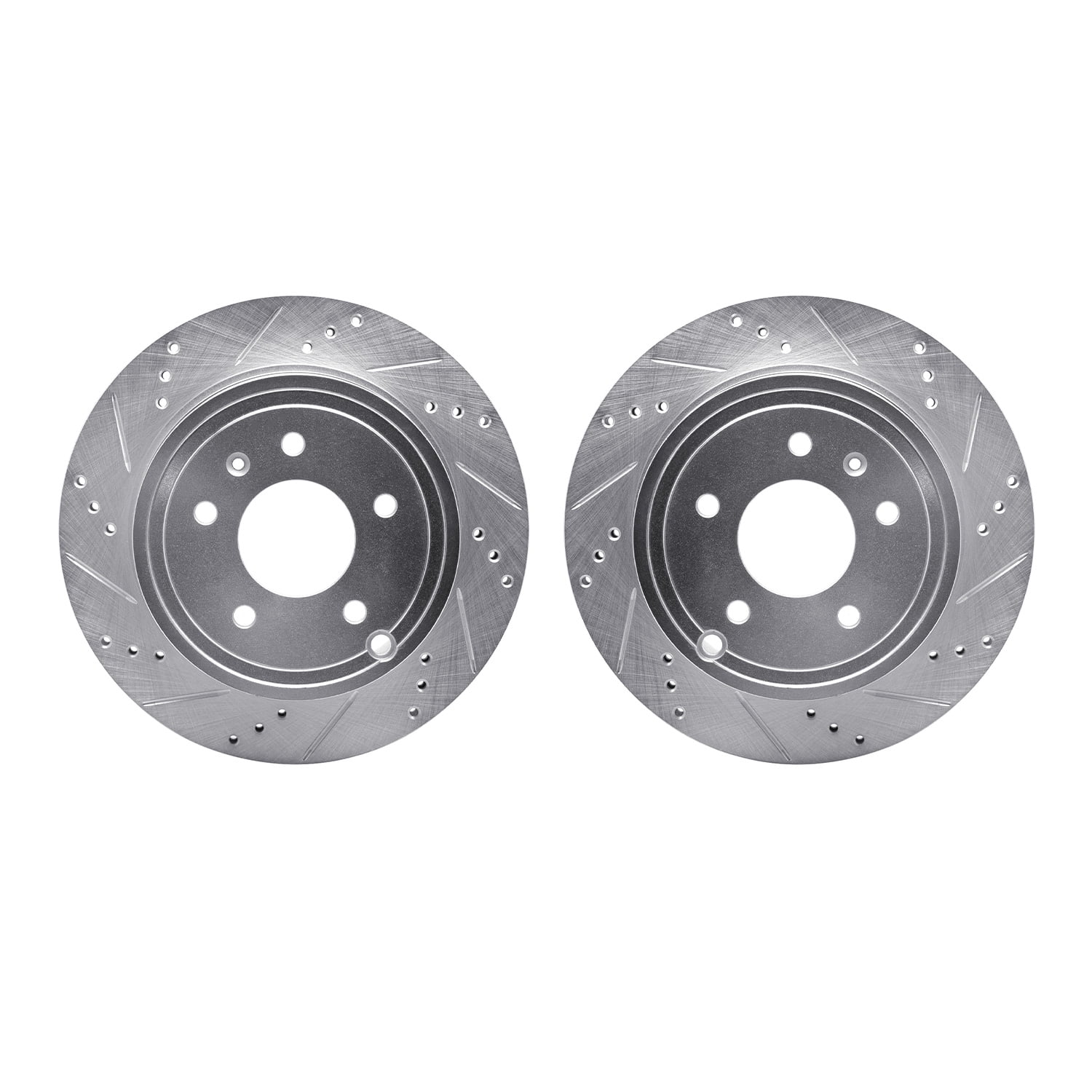 Dynamic Friction Company Rear Brake Rotors-Drilled and Slotted-Silver 7002-47058