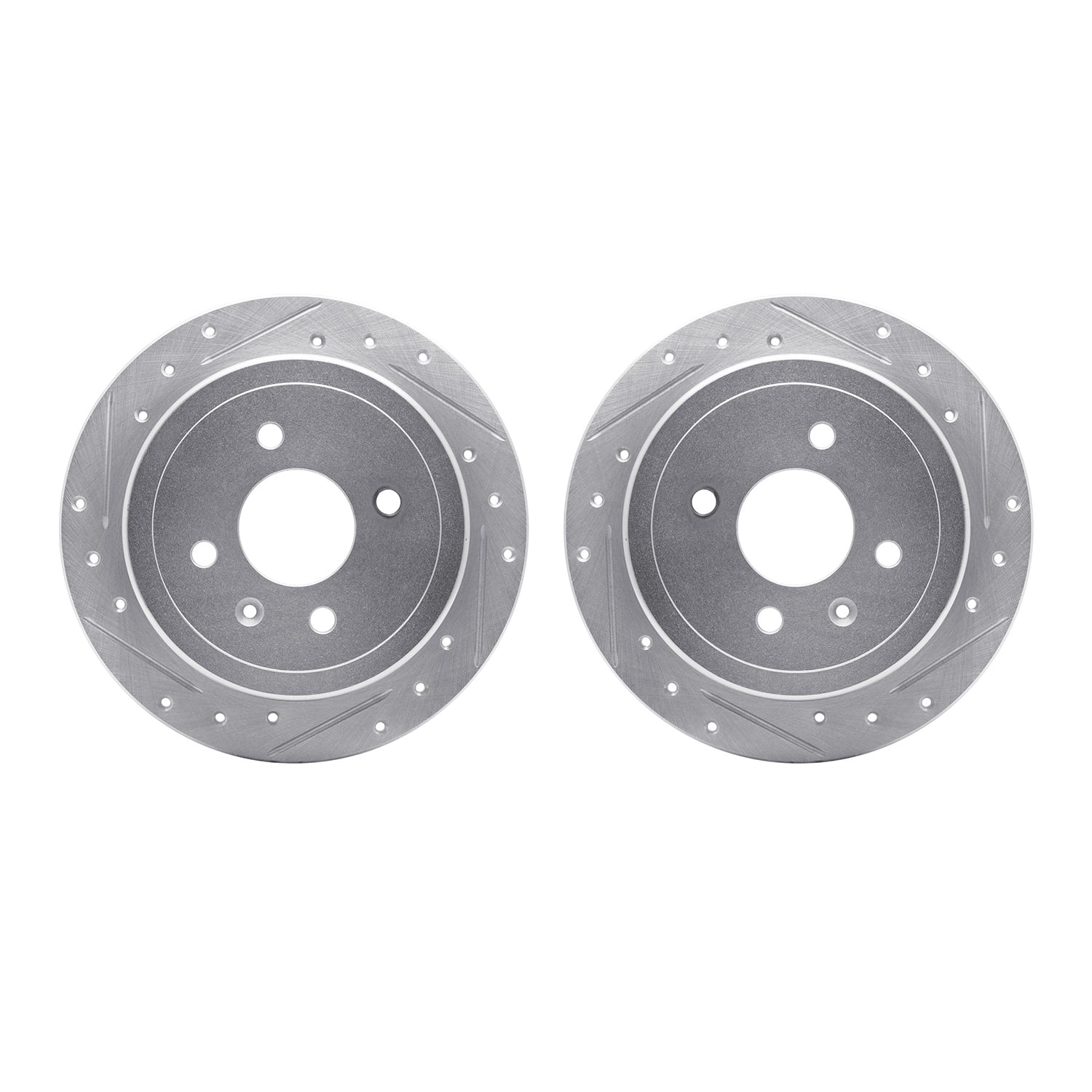 Dynamic Friction Company Rear Brake Rotors-Drilled and Slotted-Silver 7002-47065