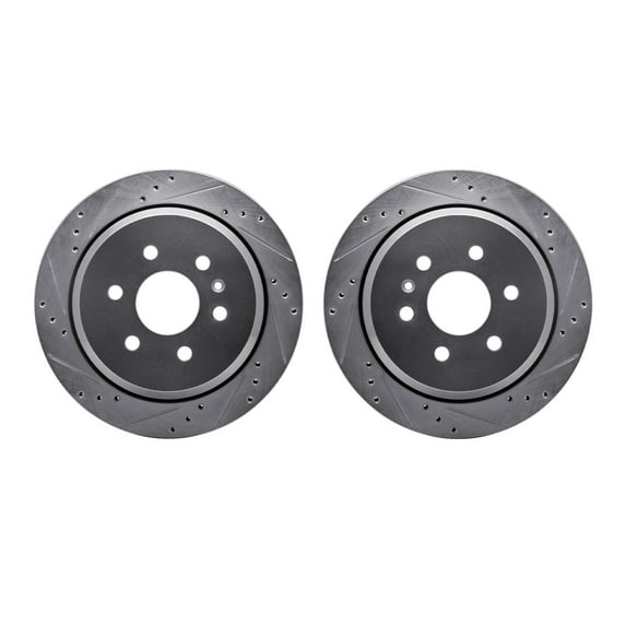 Dynamic Friction Company Rear Brake Rotors-Drilled and Slotted-Silver 7002-48063